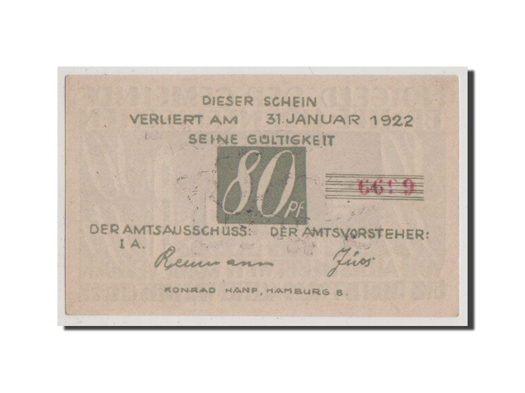 Banknote, Germany, Schleswig-Holstein, 80 Pfennig, 1922, AU(55-58), Mehl:152.2a