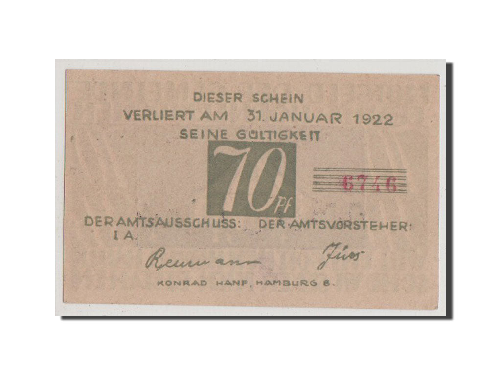 Banknote, Germany, Schleswig-Holstein, 70 Pfennig, 1922, AU(55-58), Mehl:152.2a