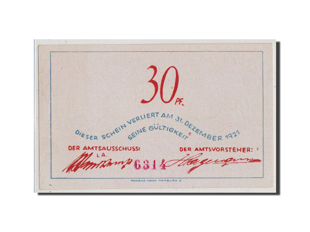 Banconote, Germania, Schleswig-Holstein, 30 Pfennig, 1921, SPL-, Mehl:135.1a