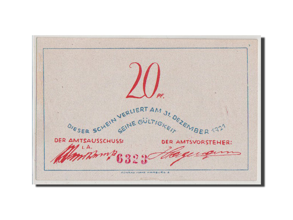 Billet, Allemagne, Schleswig-Holstein, 20 Pfennig, 1921, SUP, Mehl:135.1a