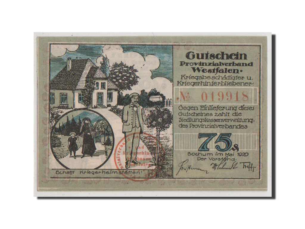 Geldschein, Deutschland, Bochum Provinzialverband Kriegsbeschadigter, 75