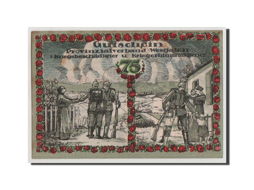Banknote, Germany, Bochum Provinzialverband Kriegsbeschadigter, 75 Pfennig