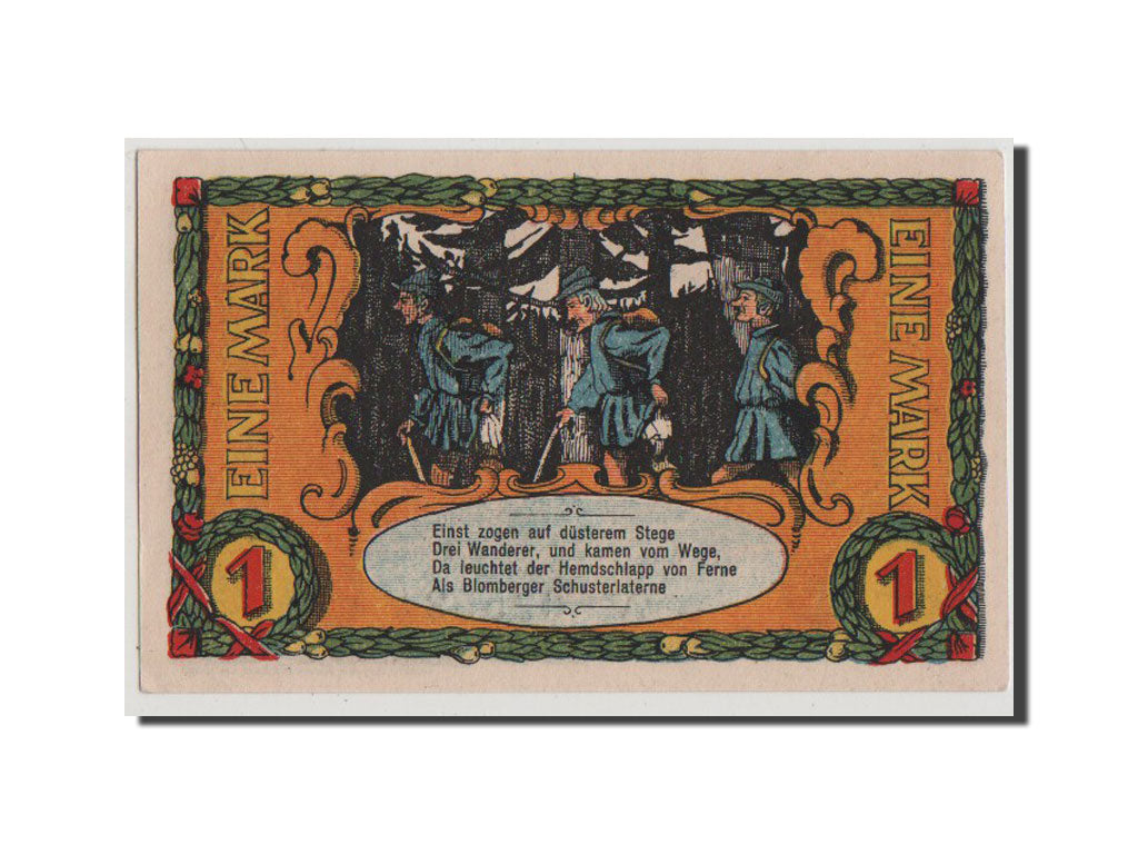 Banknote, Germany, Blomberg, 1 Mark, 1921, 1921-08-01, AU(55-58), Mehl:122.2a