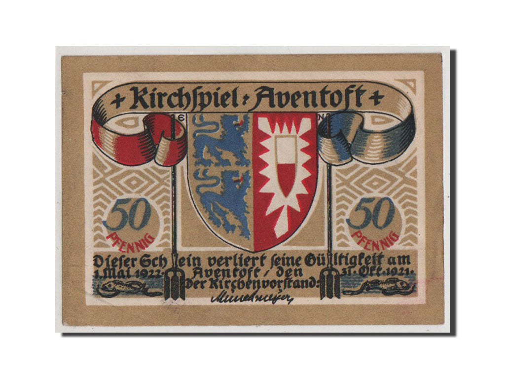 Banconote, Germania, Aventoft Kirchenvorstand, 50 Pfennig, 1921, SPL-, Mehl:57.1