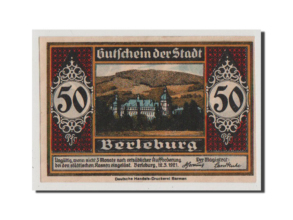 Geldschein, Deutschland, Berleburg Stadt, 50 Pfennig, 1921, VZ, Mehl:80.1