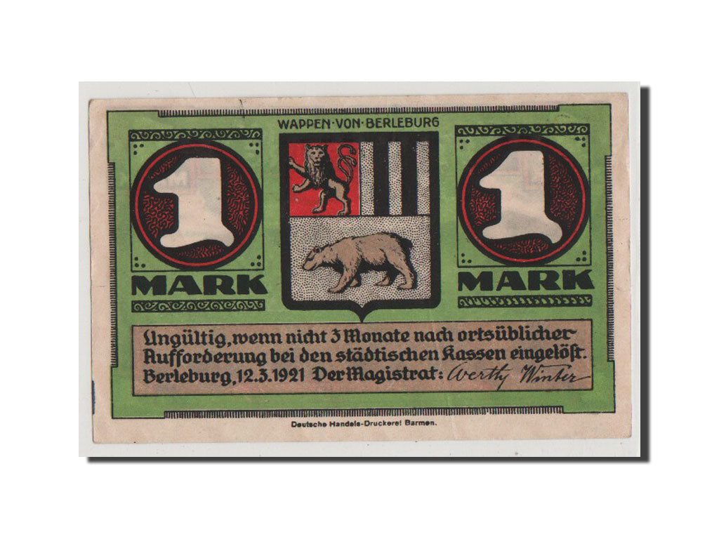 Billet, Allemagne, Berleburg Stadt, 1 Mark, 1921, SUP, Mehl:80.1