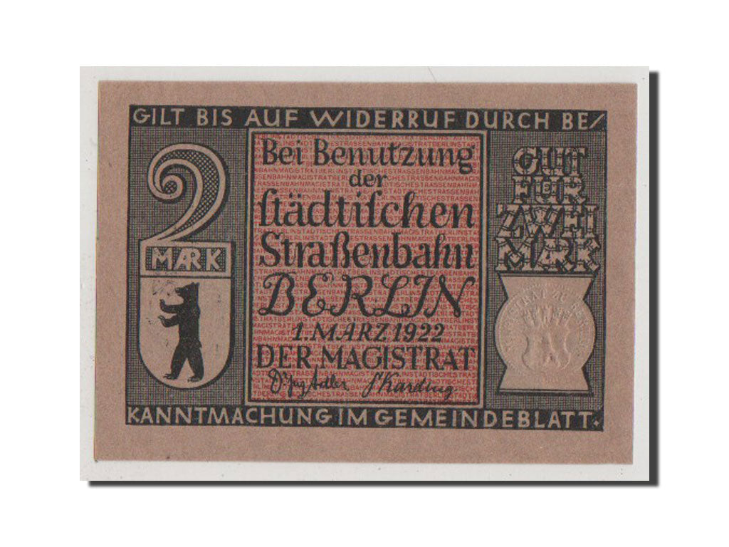 Billet, Allemagne, Berlin Stadt, 2 Mark, 1921, SUP, Mehl:92.3