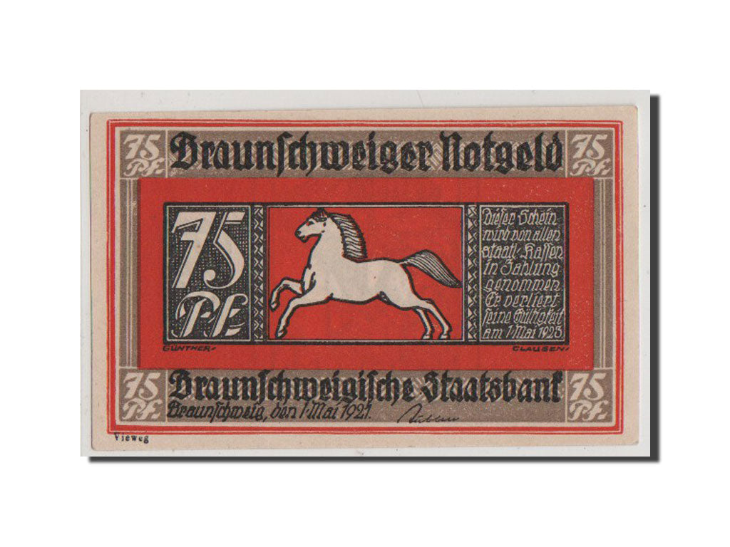 Banconote, Germania, Braunschweig, 75 Pfennig, 1921, SPL-, Mehl:155.1i
