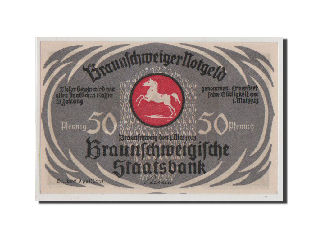 Geldschein, Deutschland, Braunschweig, 50 Pfennig, 1921, VZ, Mehl:155.1g
