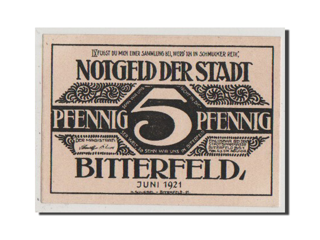 Banknote, Germany, Bitterfeld Stadt, 5 Pfennig, 1921, 1921-06-01, AU(55-58)