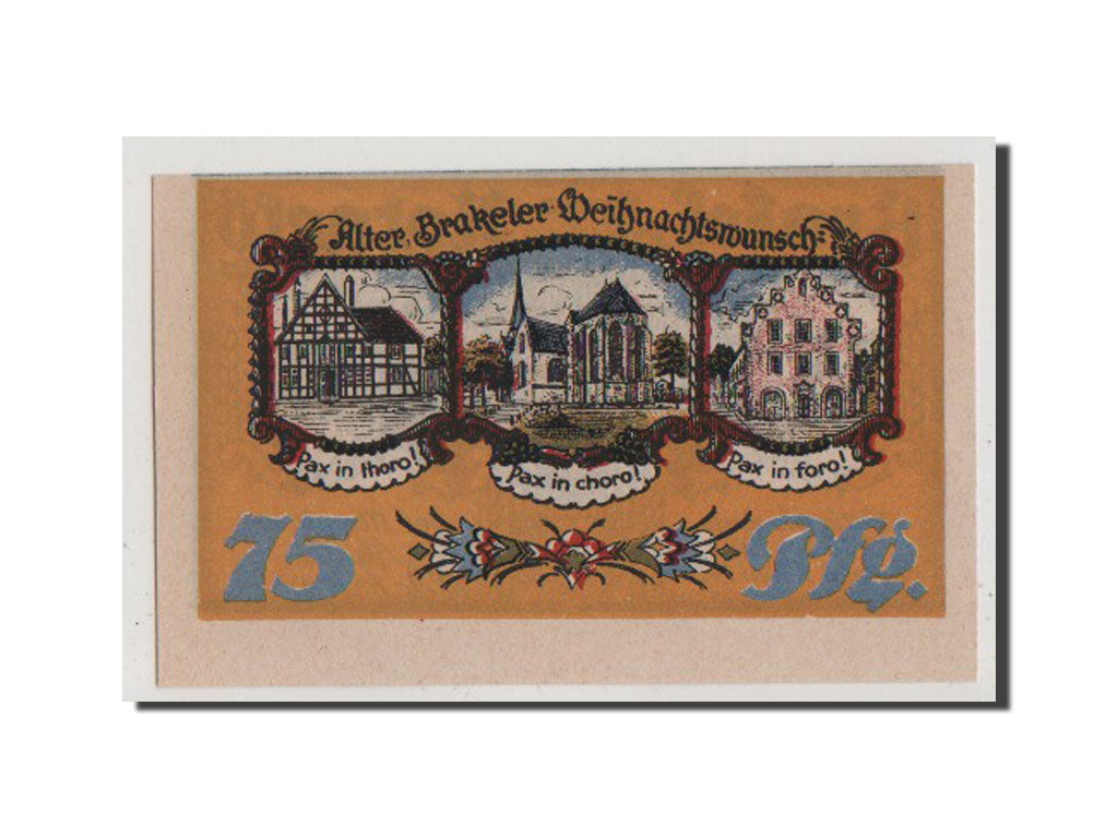Banknote, Germany, Brakel Stadt, 75 Pfennig, 1921, AU(55-58), Mehl:150.1
