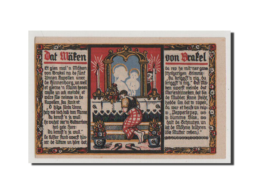 Banconote, Germania, Brakel Stadt, 1 Mark, 1921, SPL+, Mehl:150.1