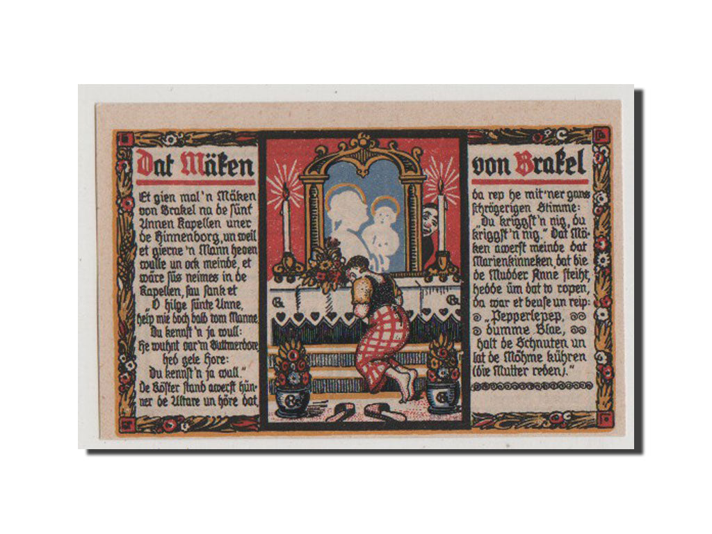 Banconote, Germania, Brakel Stadt, 1 Mark, 1921, SPL+, Mehl:150.1