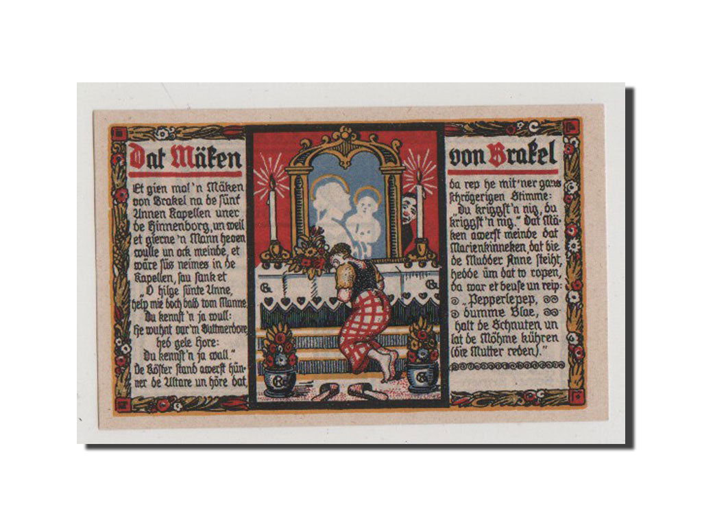 Banconote, Germania, Brakel Stadt, 1 Mark, 1921, SPL+, Mehl:150.2