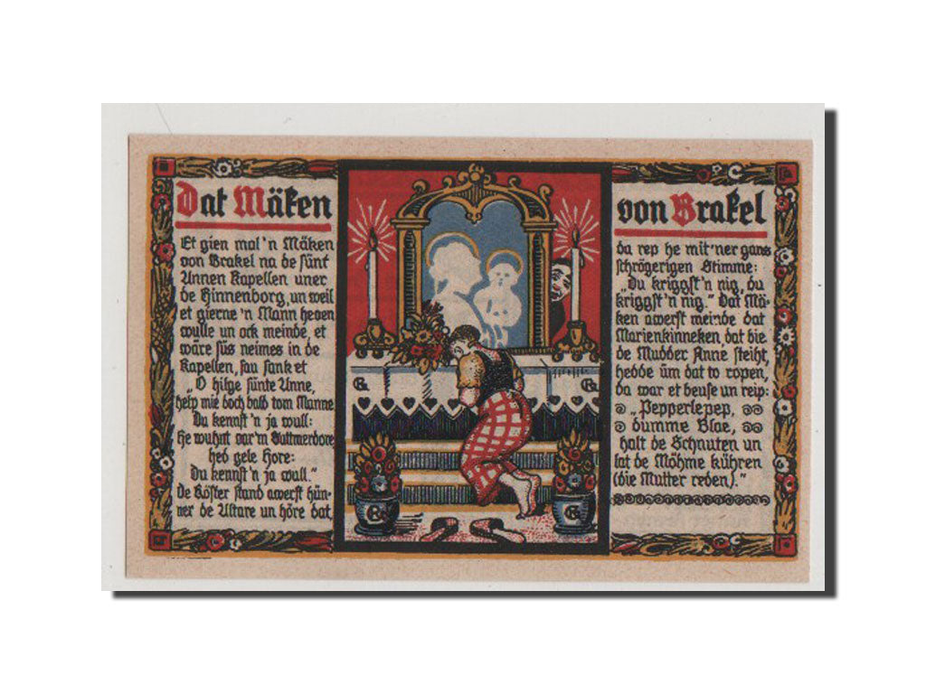 Banconote, Germania, Brakel Stadt, 1 Mark, 1921, SPL+, Mehl:150.2