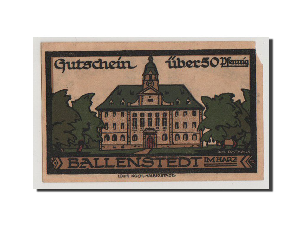Geldschein, Deutschland, Ballenstedt am Harz, 50 Pfennig, 1921, VZ+, Mehl:61.3