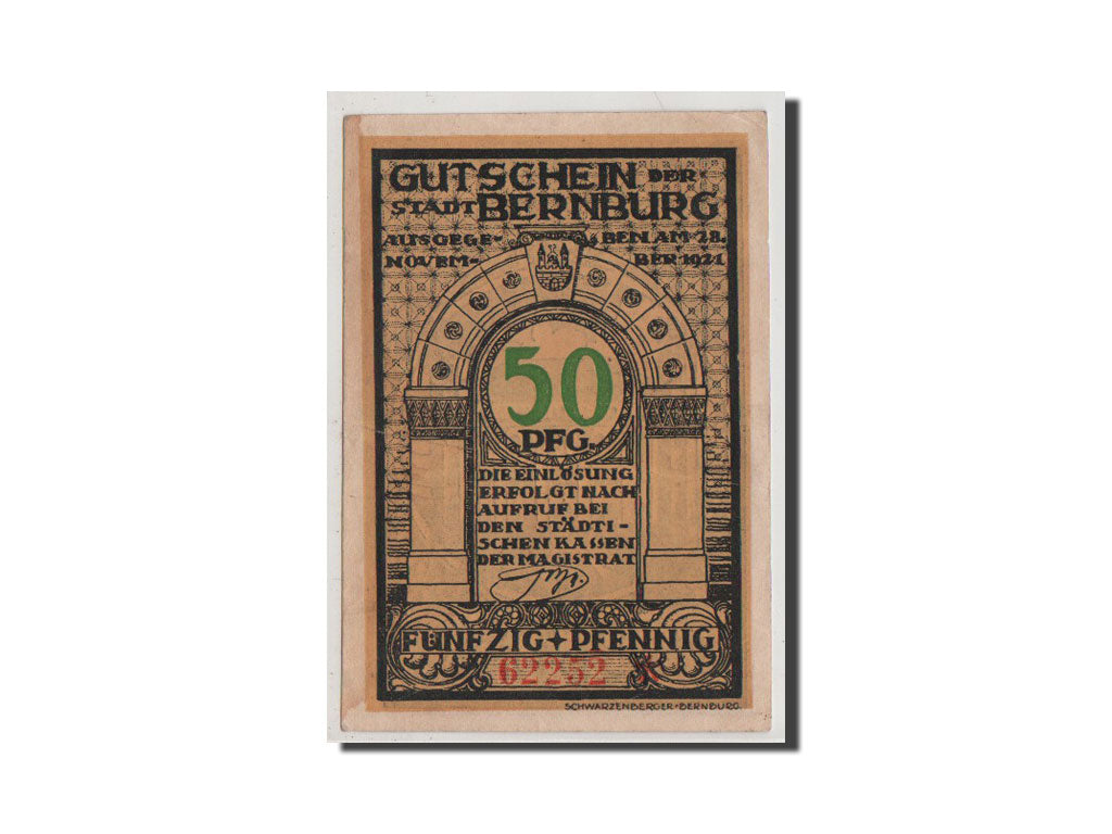 Geldschein, Deutschland, Bernburg Stadt, 50 Pfennig, 1921, VZ+, Mehl:95.3