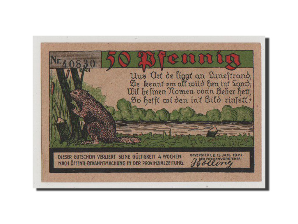 Geldschein, Deutschland, Beverstedt Gemeinde, 50 Pfennig, 1922, UNZ-, Mehl:98.1