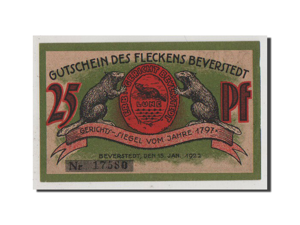 Banconote, Germania, Beverstedt Gemeinde, 25 Pfennig, 1922, SPL+, Mehl:98.1