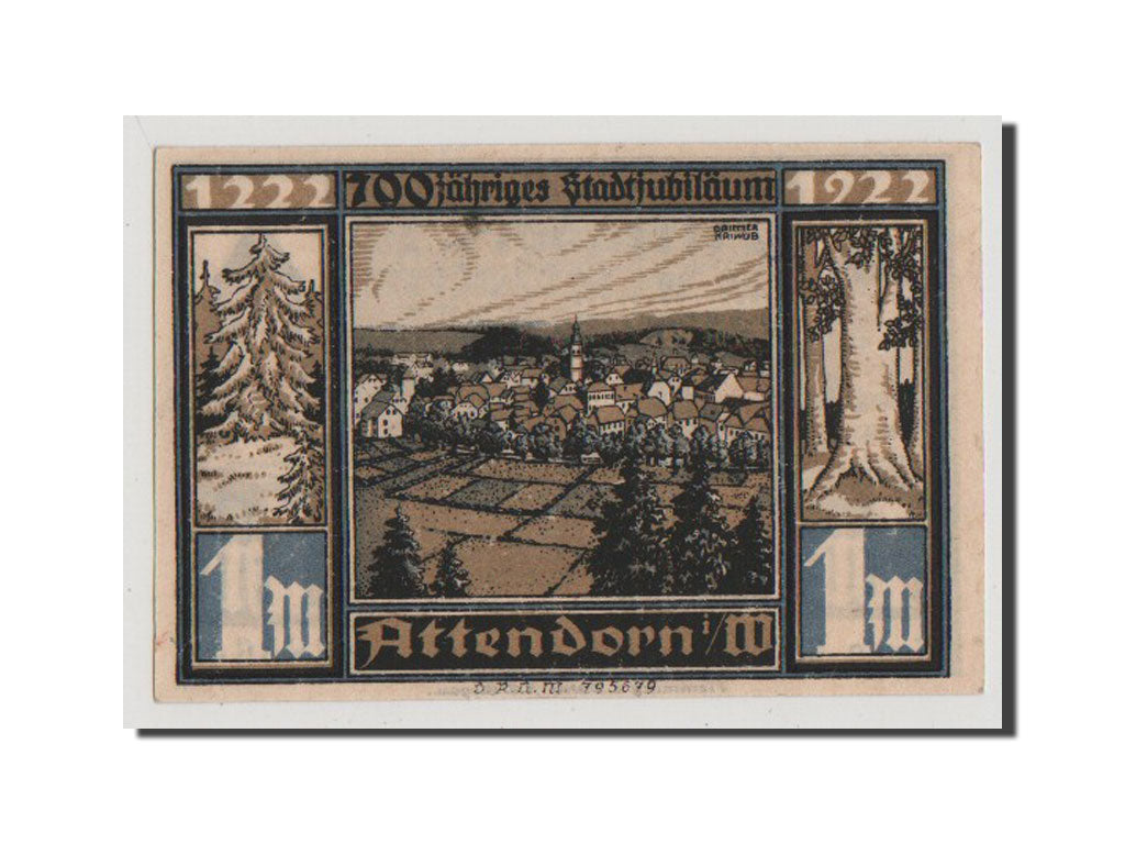 Geldschein, Deutschland, Attendorn, 1 Mark, UNZ-, Mehl:51.1c