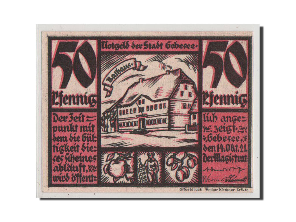 Banconote, Germania, Provinz Sachsen, Thüringischer Teil, 50 Pfennig, 1921