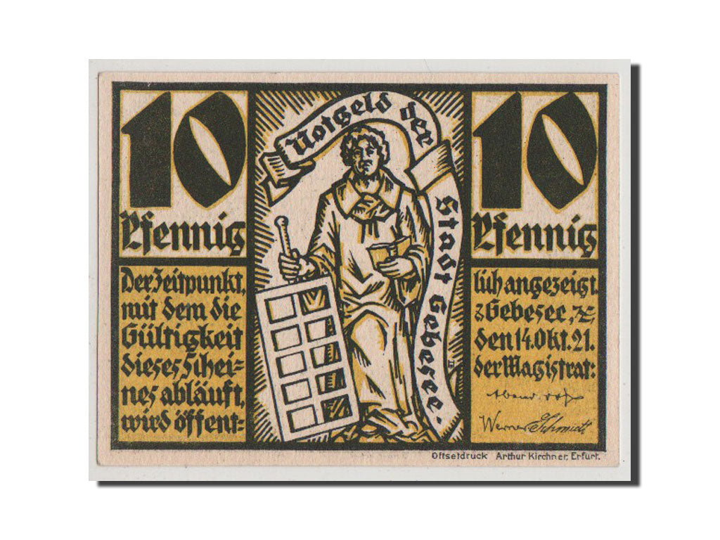 Banconote, Germania, Provinz Sachsen, Thüringischer Teil, 10 Pfennig, 1921