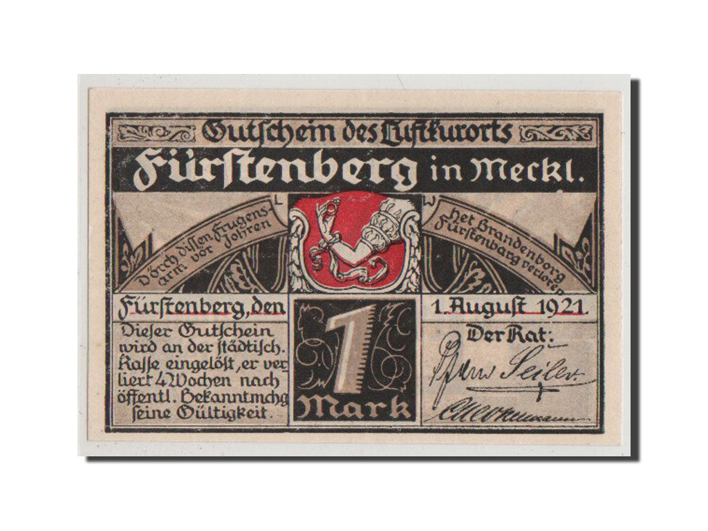 Geldschein, Deutschland, Furstenberg in Meckl, 1 Mark, 1921, UNZ-, Mehl:402.2