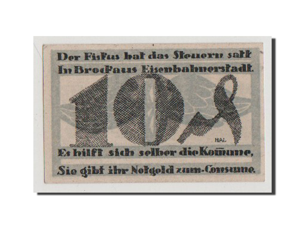 Banconote, Germania, Brockau, 10 Pfennig, 1920, SPL+, Mehl:189.1