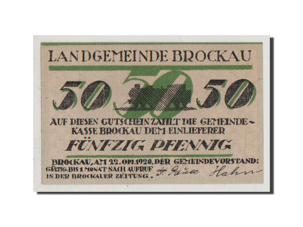 Geldschein, Deutschland, Brockau, 50 Pfennig, 1920, UNZ-, Mehl:189.1