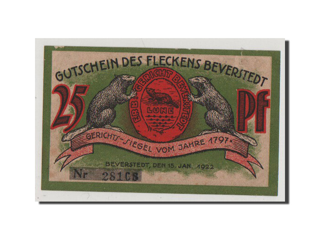 Banconote, Germania, Beverstedt Gemeinde, 25 Pfennig, 1922, SPL-, Mehl:98.1