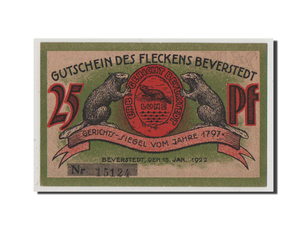 Geldschein, Deutschland, Beverstedt Gemeinde, 25 Pfennig, 1922, UNZ-, Mehl:98.1