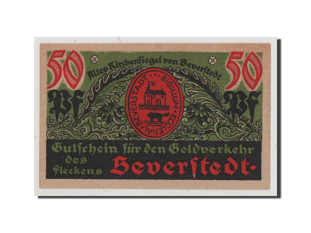Banconote, Germania, Beverstedt Gemeinde, 50 Pfennig, 1922, SPL, Mehl:98.1