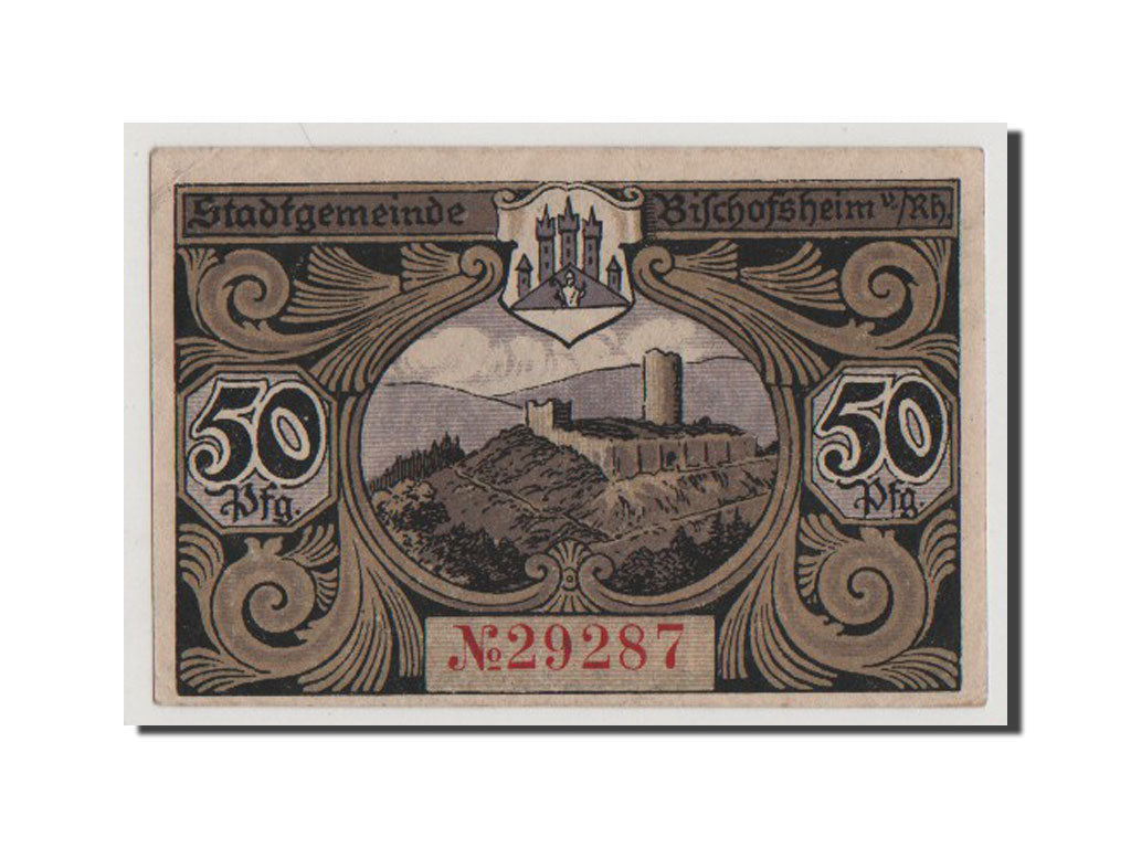 Banconote, Germania, Bischofsheim v. Rhon Stadt, 50 Pfennig, SPL+, Mehl:107.2