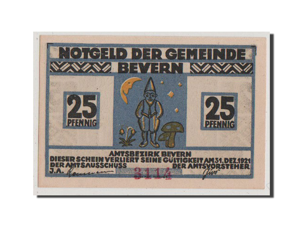 Banconote, Germania, Schleswig-Holstein, 25 Pfennig, 1921, FDS, Mehl:97.1a
