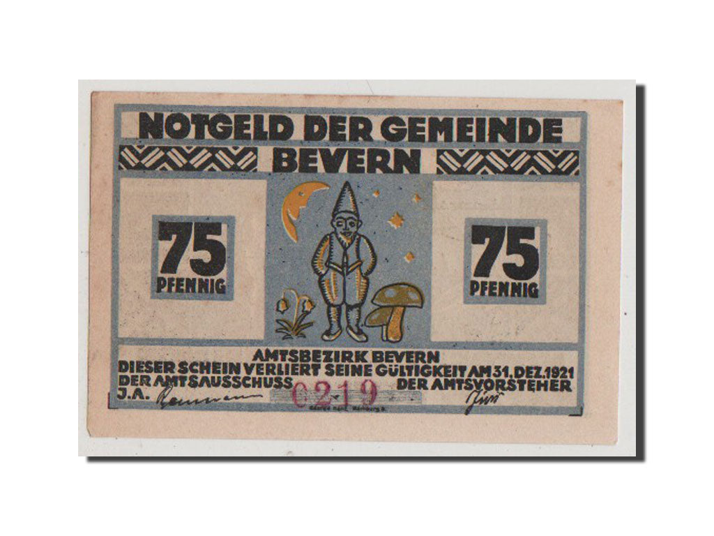 Banconote, Germania, Schleswig-Holstein, 75 Pfennig, 1921, FDS, Mehl:97.1a