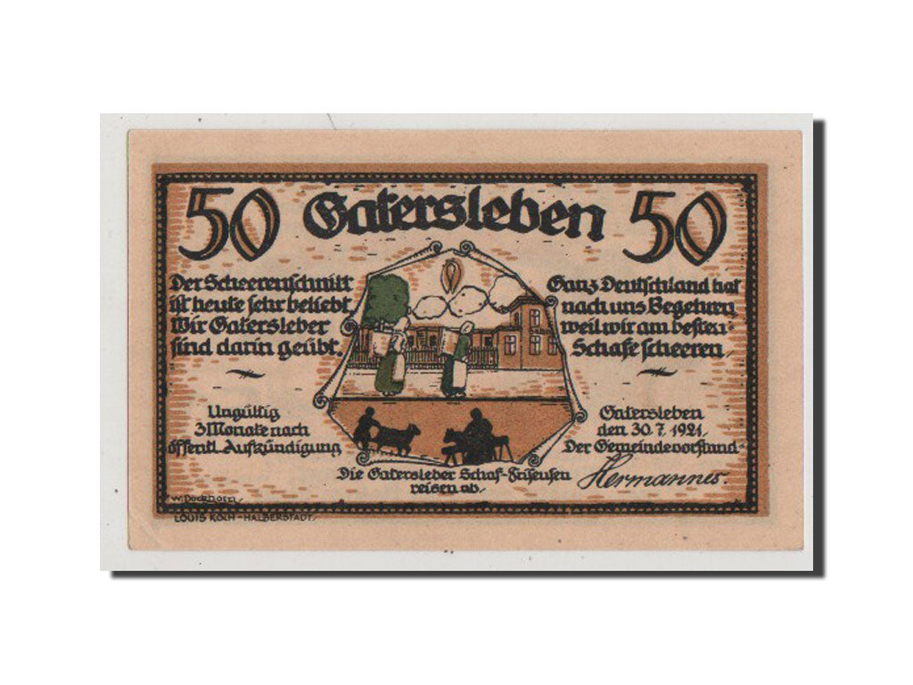 Banconote, Germania, Gater Sleben, 50 Pfennig, 1921, SPL+, Mehl:409.1