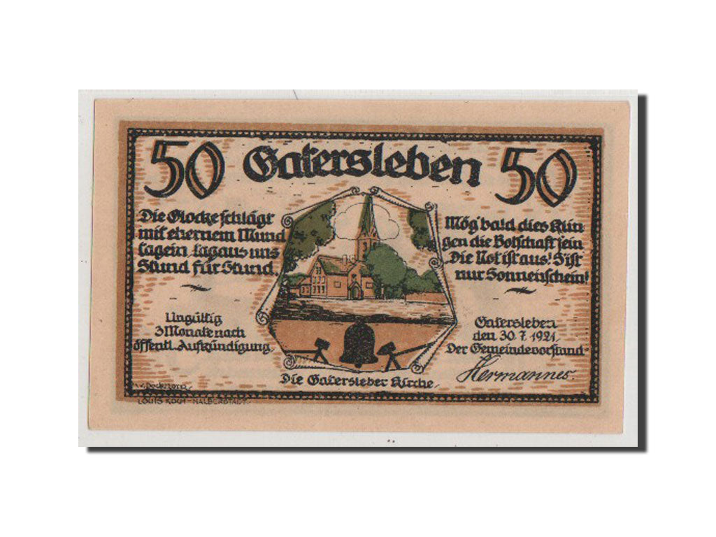 Billet, Allemagne, Gater Sleben, 50 Pfennig, 1921, SPL+, Mehl:409.1
