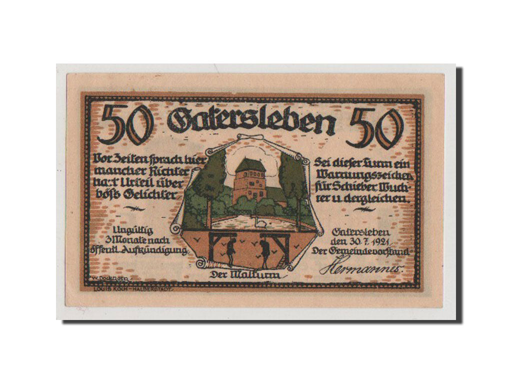 Geldschein, Deutschland, Gater Sleben, 50 Pfennig, 1921, UNZ-, Mehl:409.1