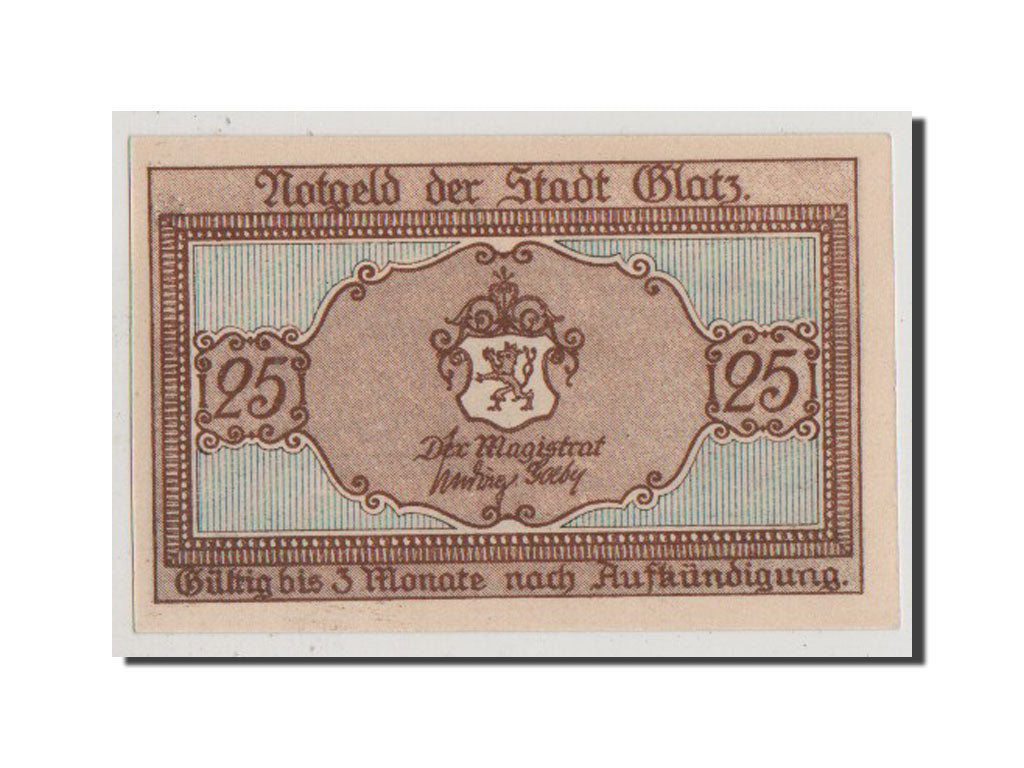 Banconote, Germania, Glatz, 25 Pfennig, 1921-10-01, SPL+, Mehl:431.5