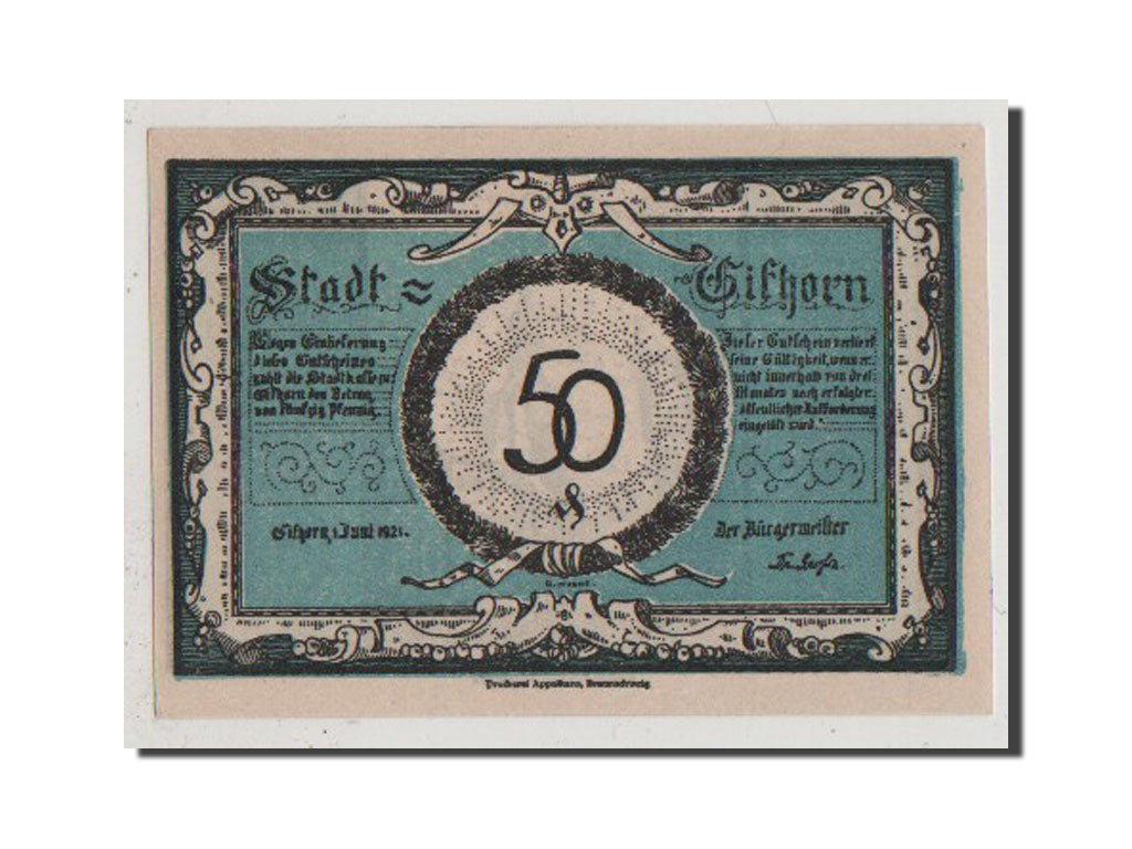 Billet, Allemagne, Gifhorn Stadt, 50 Pfennig, 1921, NEUF, Mehl:428.1