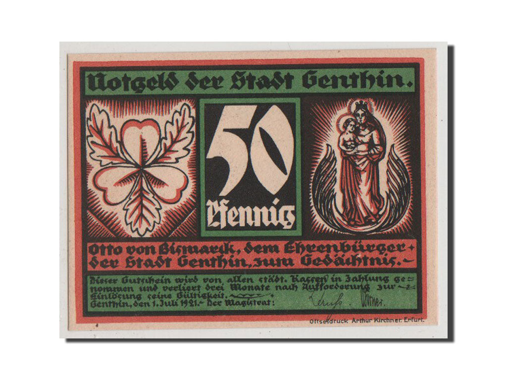 Banconote, Germania, Genthin, 50 Pfennig, 1921, FDS, Mehl:419.2