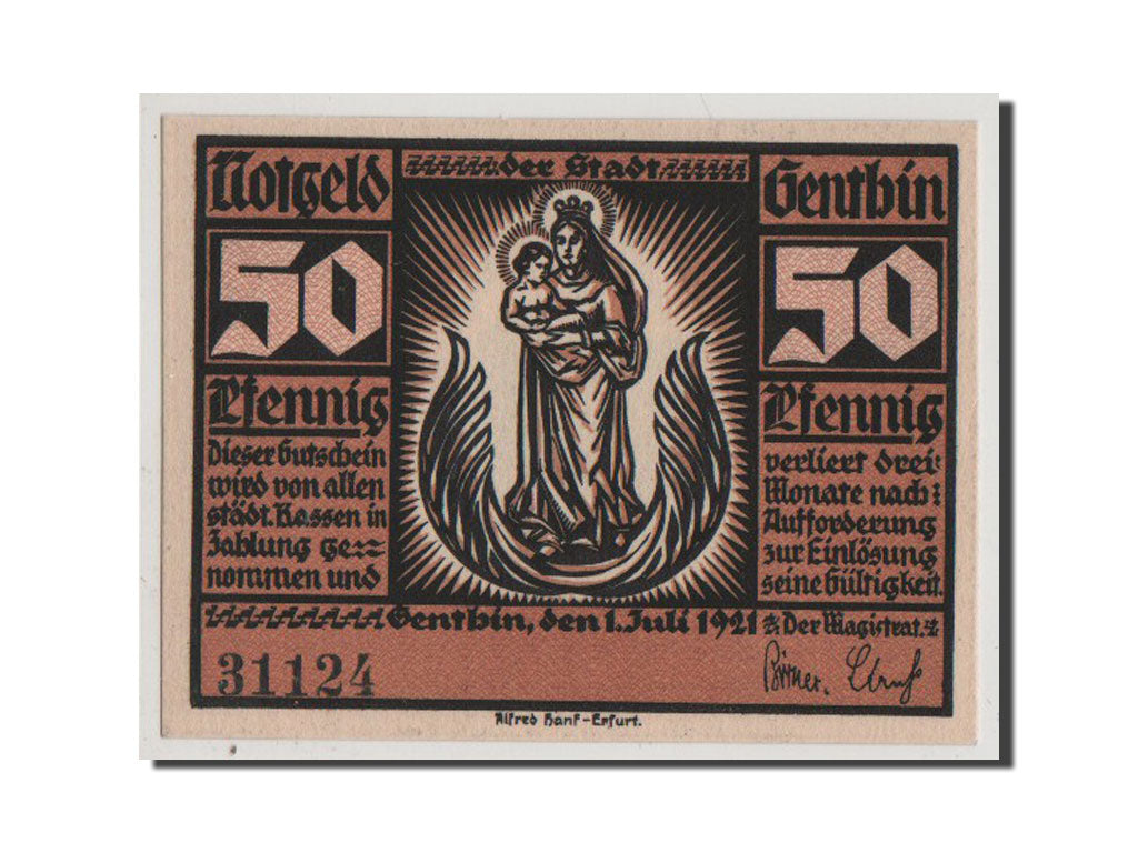 Geldschein, Deutschland, Genthin, 50 Pfennig, 1921, UNZ, Mehl:419.1