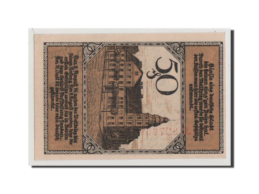 Banconote, Germania, Bialla Stadt, 50 Pfennig, 1920, SPL+, Mehl:100.1a
