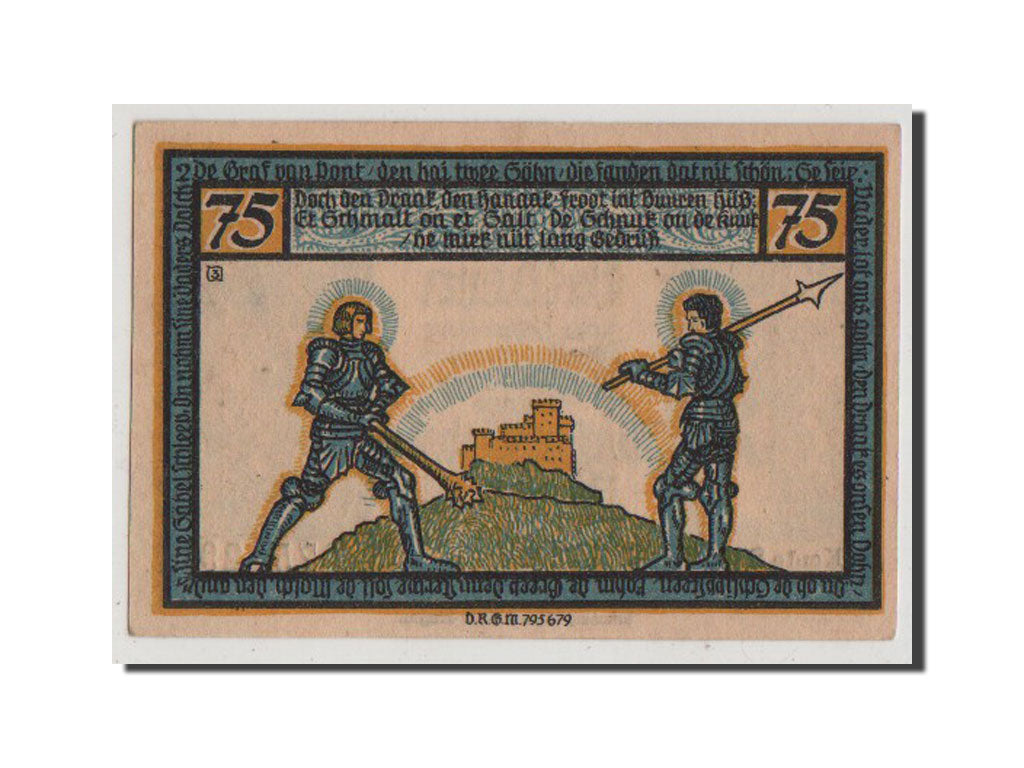 Banconote, Germania, Geldern Stadt, 75 Pfennig, SPL+, Mehl:414.1b
