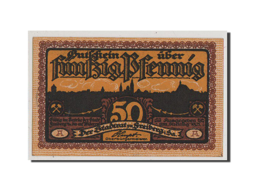 Geldschein, Deutschland, Freiberg Stadt, 50 Pfennig, 1921, UNZ, Mehl:379.2