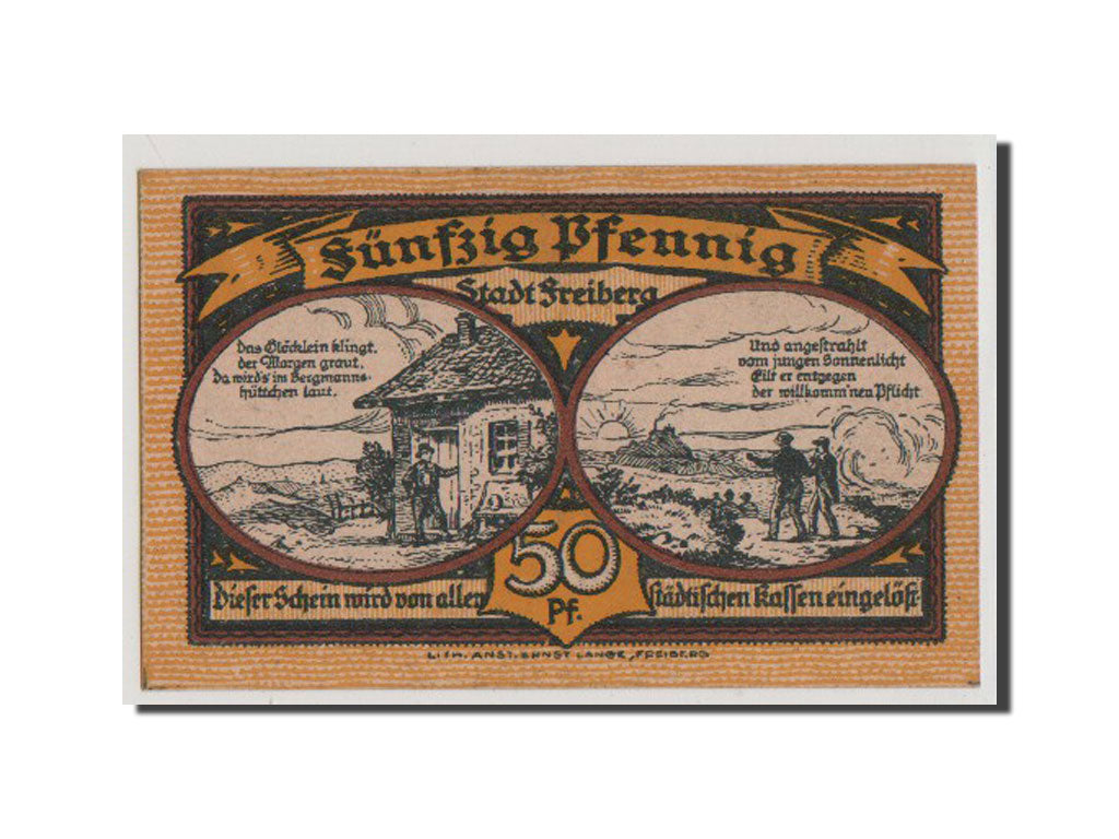Geldschein, Deutschland, Freiberg Stadt, 50 Pfennig, 1921, UNZ, Mehl:379.2