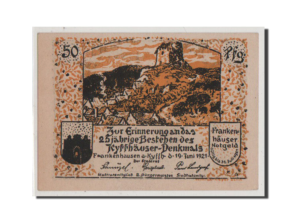 Billet, Allemagne, Frankenhausen am Kyffhauser Stadtische, 50 Pfennig, 1921