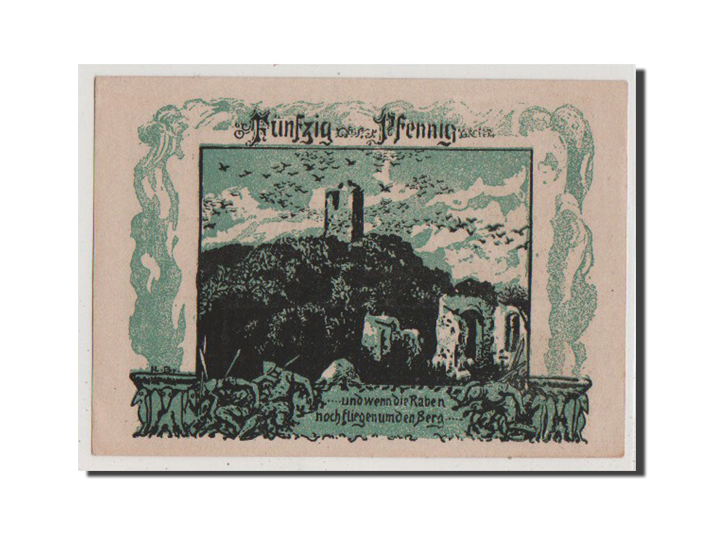Banconote, Germania, Frankenhausen am Kyffhauser Stadtische, 50 Pfennig, 1921