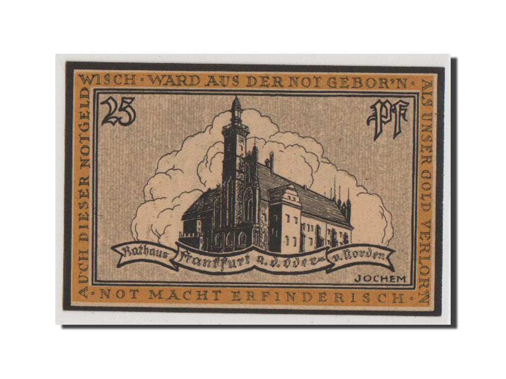 Banconote, Germania, Frankfurt a Oder Stadt, 25 Pfennig, SPL+, Mehl:377.1