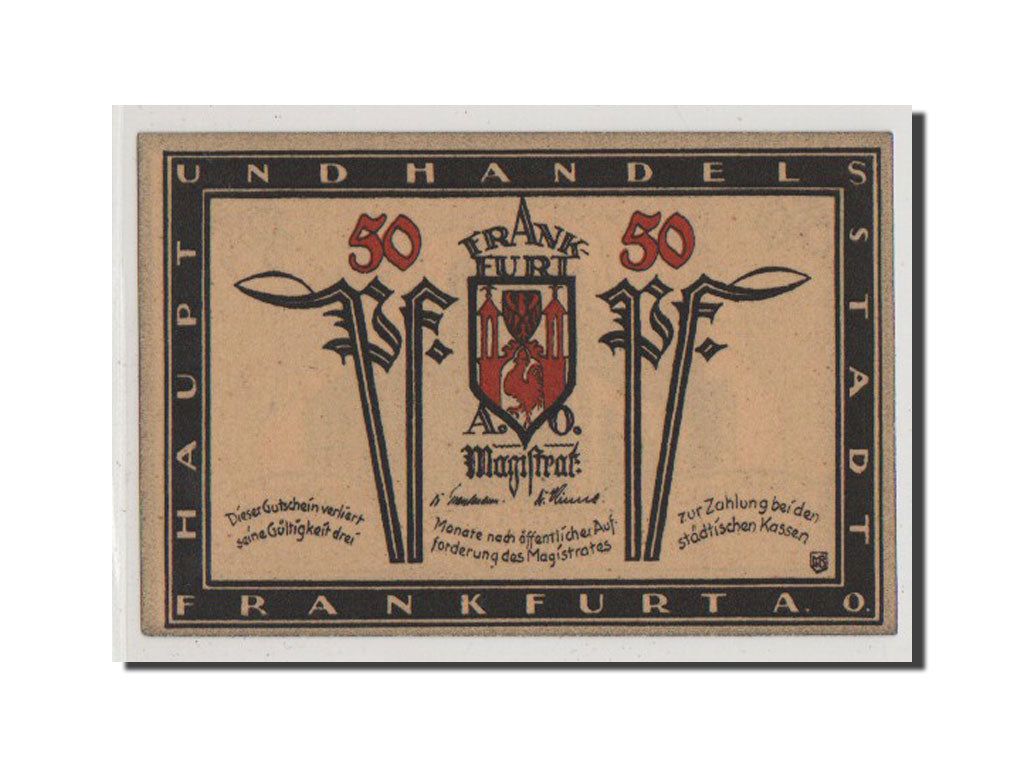 Geldschein, Deutschland, Frankfurt a Oder Stadt, 50 Pfennig, UNZ-, Mehl:377.1